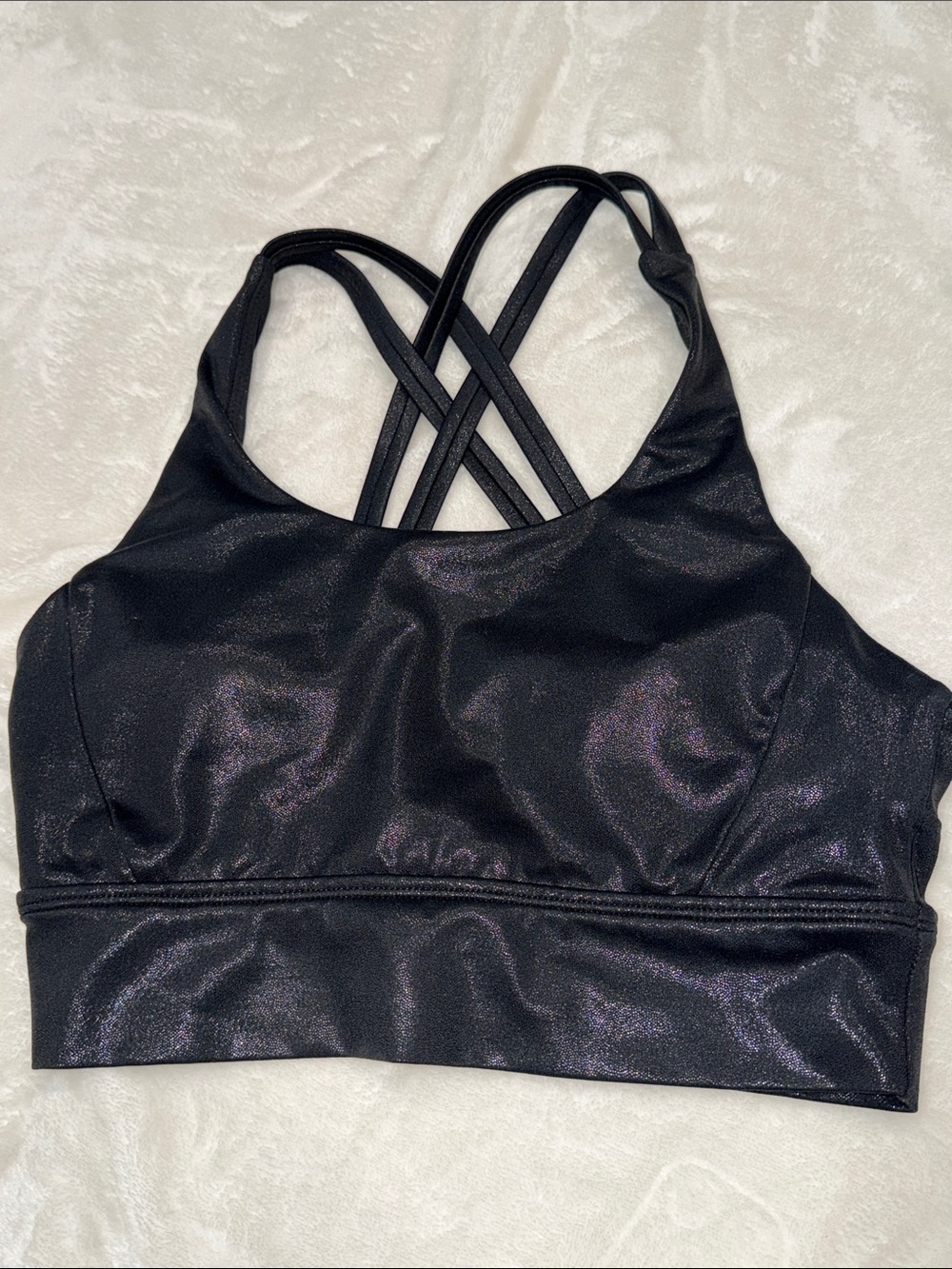 BuffBunny Black Shimmer Crisscross Sports Bra